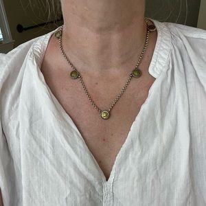 Authentic sterling sliver Konstantino toggle necklace with Greek coin details.